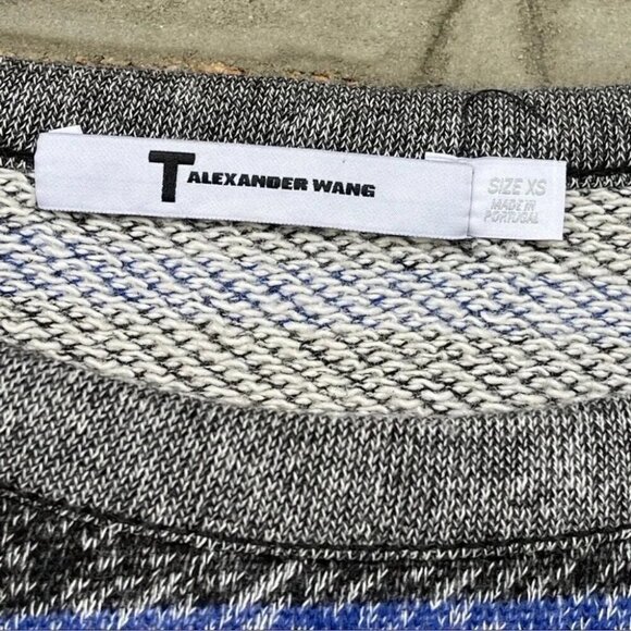 T By Alexander Wang Set Blue Striped Long Sleeve Sweatshirt and shorts XS - Picture 4 of 13